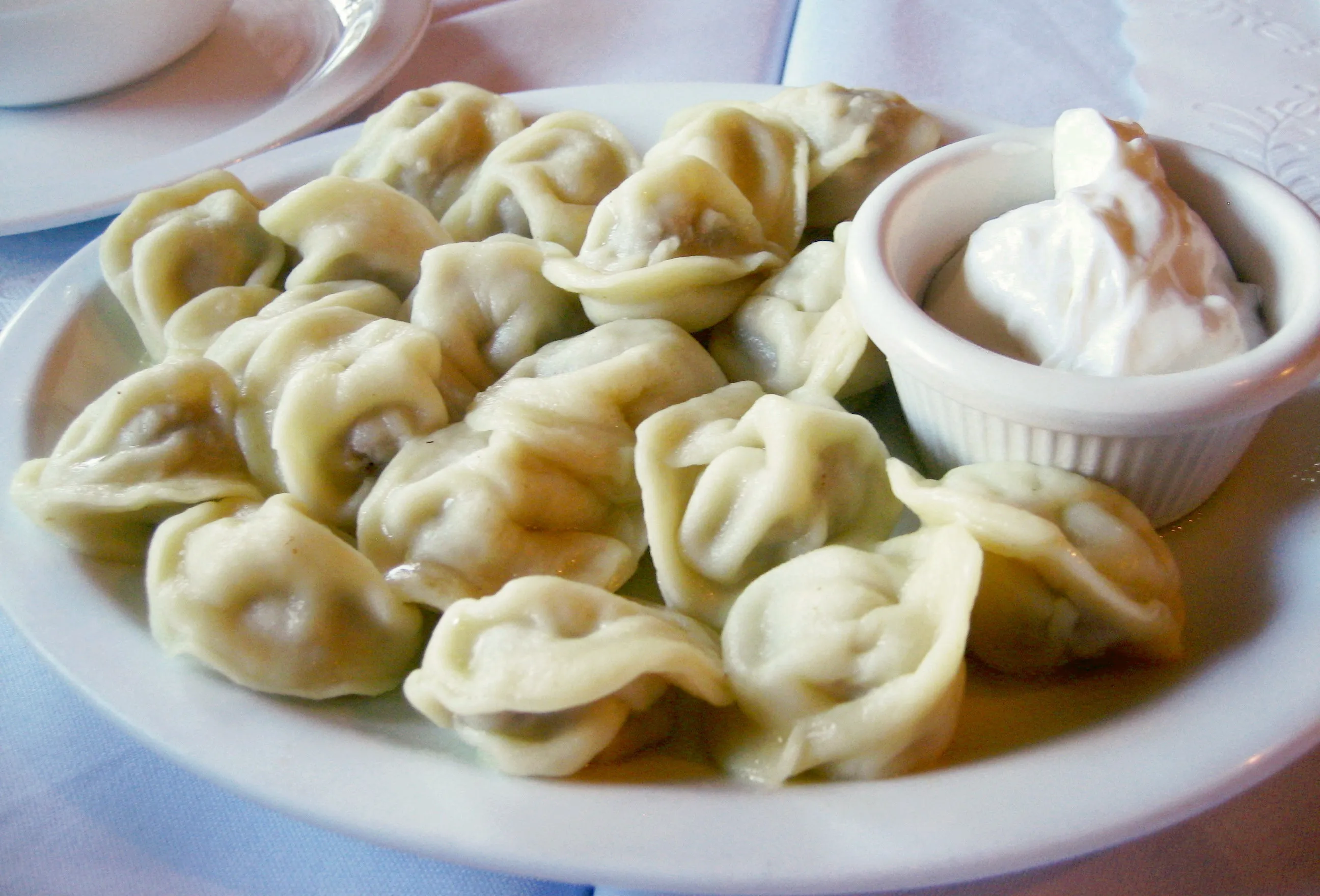Pelmeni with sour cream