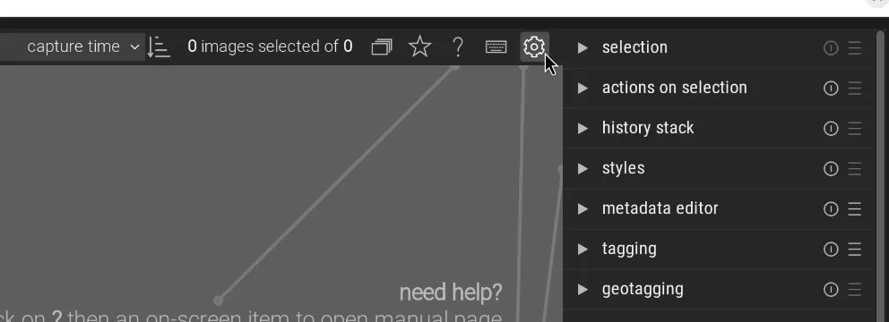 Setting up the Darktable Interface