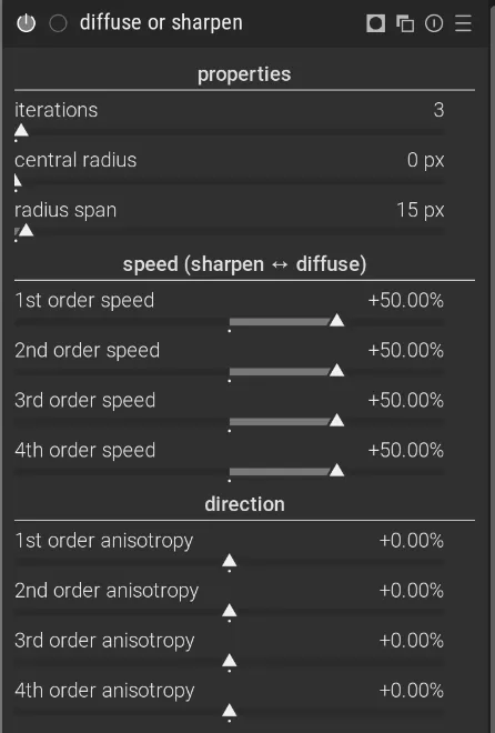 A screenshot showing bloom effect settings for the Diffuse or Sharpen module in Darktable