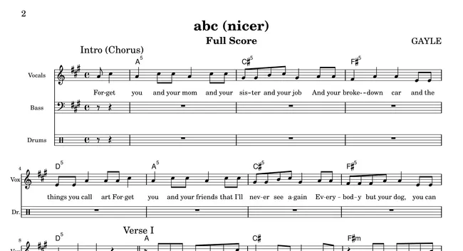 A screenshot of a transcription I did for my students’ band project
